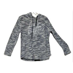 Lucy Buffett Lulu's Pullover Hooded Blue White Beachy Vacation